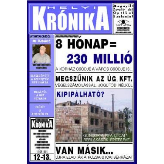 Helyi Krónika.Zemplén-1/2 oldal